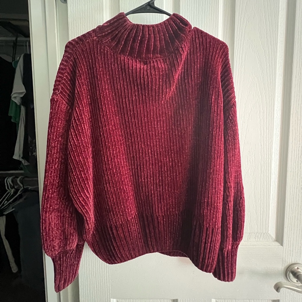 Cynthia Rowley Velvet Sweater With Loose Turtle Neck